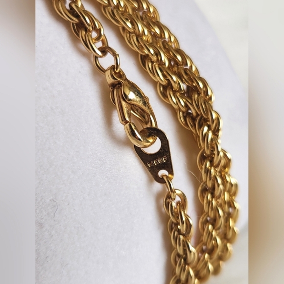14K Gold Plated Rope Chain 11 inch - Picture 3 of 4